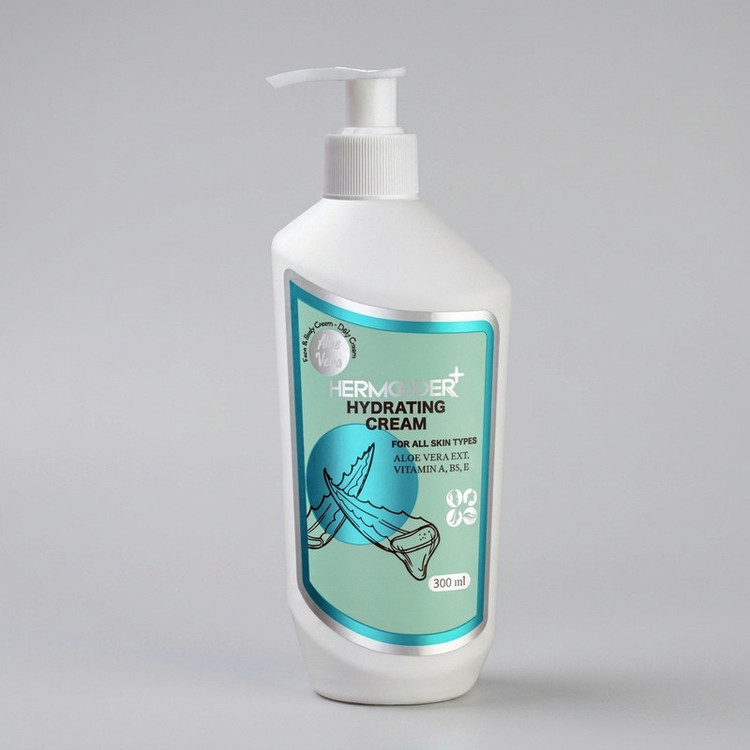 کرم آبرسان هرمودر مدل ALOE VERA مناسب برای انواع پوست حجم 300 میلی لیتر