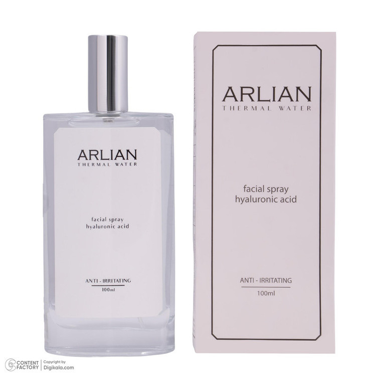اسپری آبرسان صورت و بدن آرلیان مدل Hyaluronic Acid مناسب برای انواع پوست حجم 100 میلی لیتر