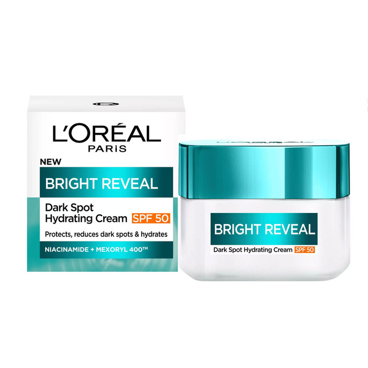 کرم آبرسان صورت، گردن لورآل مدل Bright Reveal SPF50 مناسب برای انواع پوست حجم 50 میلیلیتر
