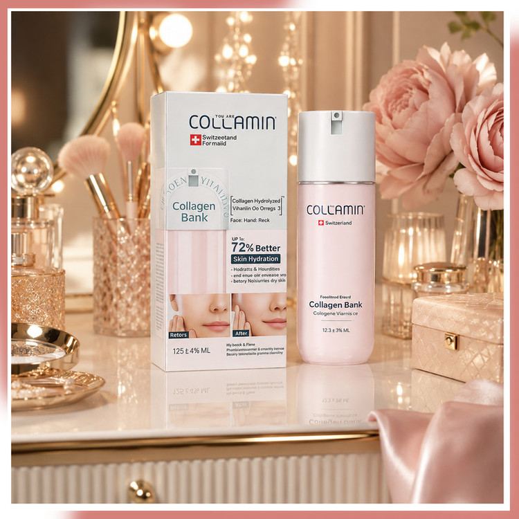 کرم مرطوب کننده صورت و گردن کلامین مدل collagen bank-6 مناسب انواع پوست حجم 125 میلی لیتر مجموعه 6 عددی