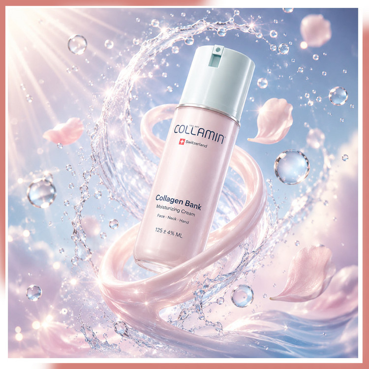 کرم مرطوب کننده صورت و گردن کلامین مدل collagen bank-6 مناسب انواع پوست حجم 125 میلی لیتر مجموعه 6 عددی