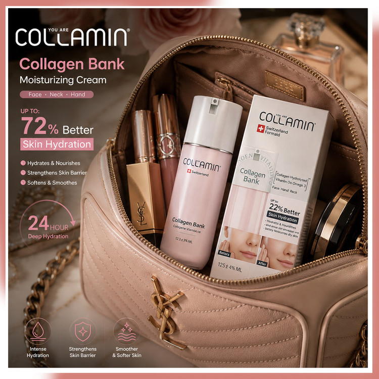 کرم مرطوب کننده صورت و گردن کلامین مدل collagen bank-6 مناسب انواع پوست حجم 125 میلی لیتر مجموعه 6 عددی
