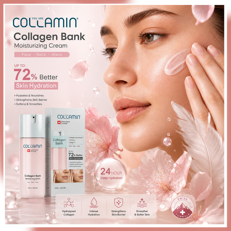 کرم مرطوب کننده صورت و گردن کلامین مدل collagen bank-6 مناسب انواع پوست حجم 125 میلی لیتر مجموعه 6 عددی