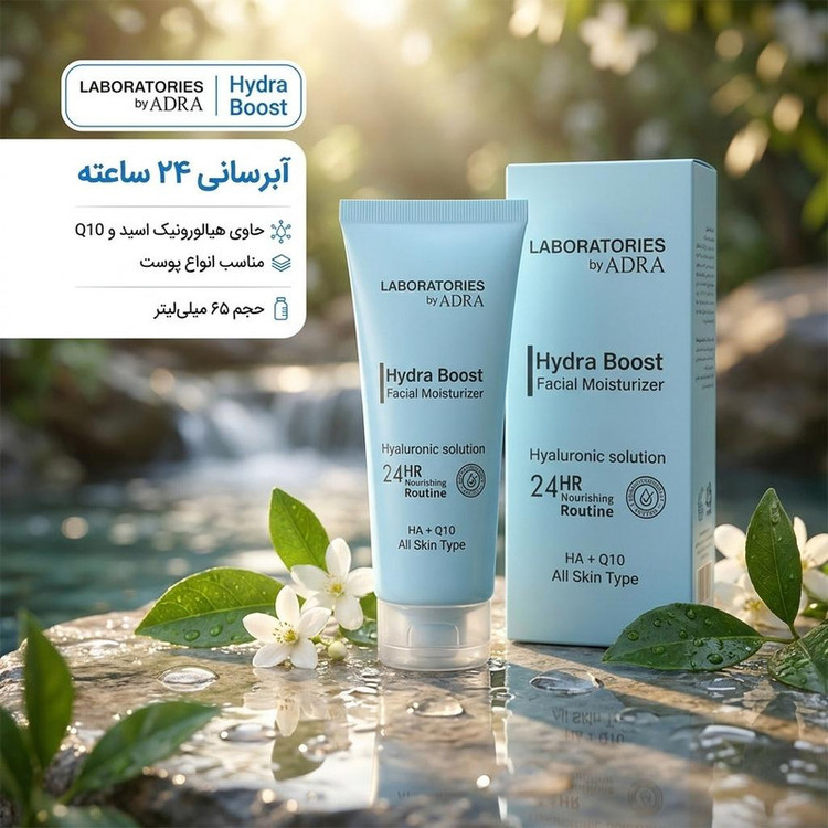 کرم آبرسان و مرطوب کننده آدرا مدل boost مناسب انواع پوست حجم 65 میلی لیتر