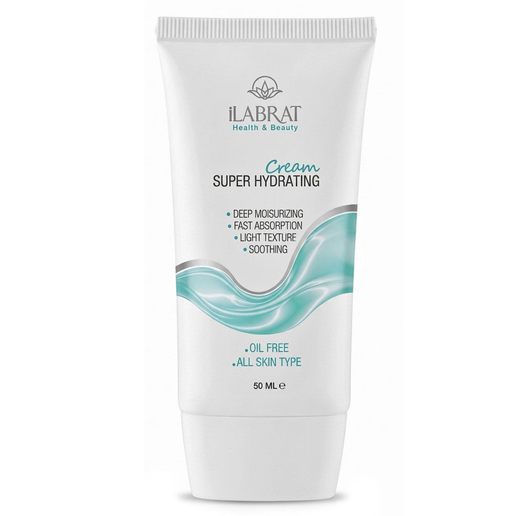 کرم آبرسان دست، صورت، گردن ایلابرت مدل Super Hydrating مناسب برای انواع پوست حجم 50 میلیلیتر