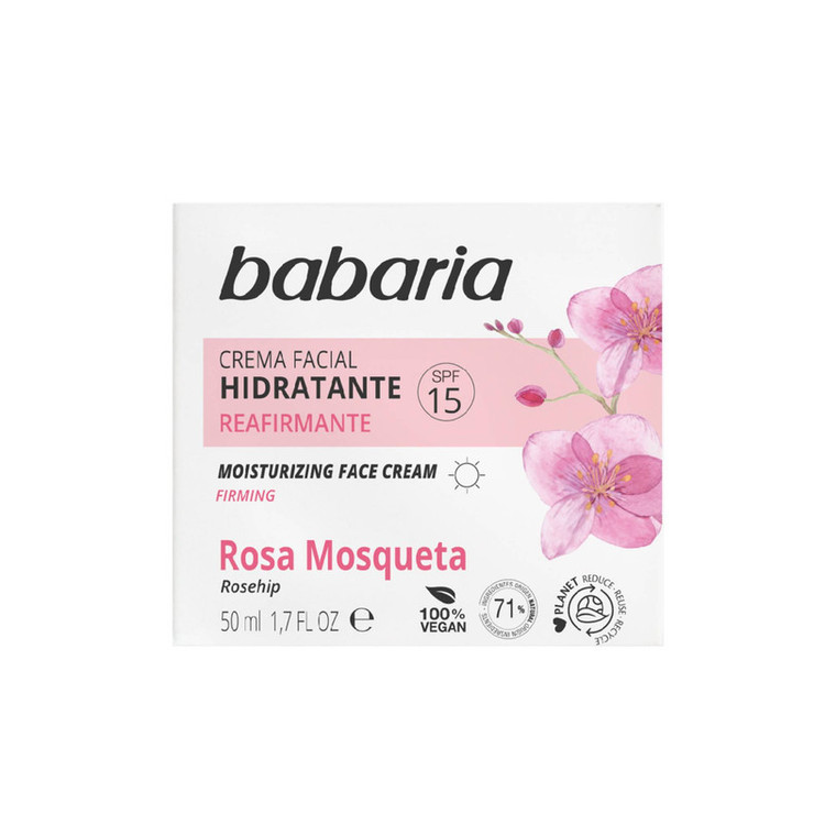 کرم آبرسان صورت و گردن باباریا مدل Rosa Mosqueta مناسب برای انواع پوست حجم 50 میلی لیتر