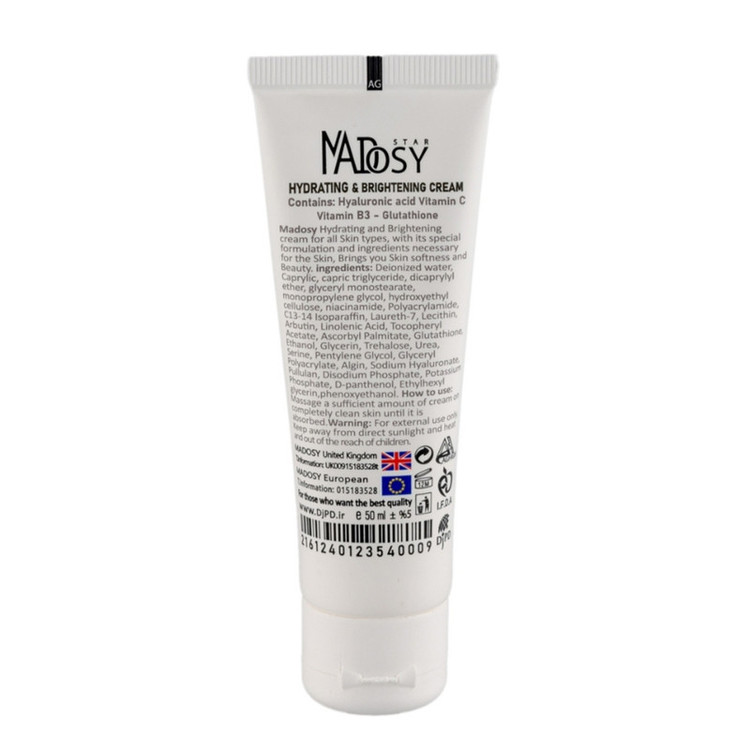 کرم مرطوب کننده و آبرسان صورت و گردن مادوسی ستار مدل گلوتاتیون مناسب برای انواع پوست حجم 50 میلی لیتر