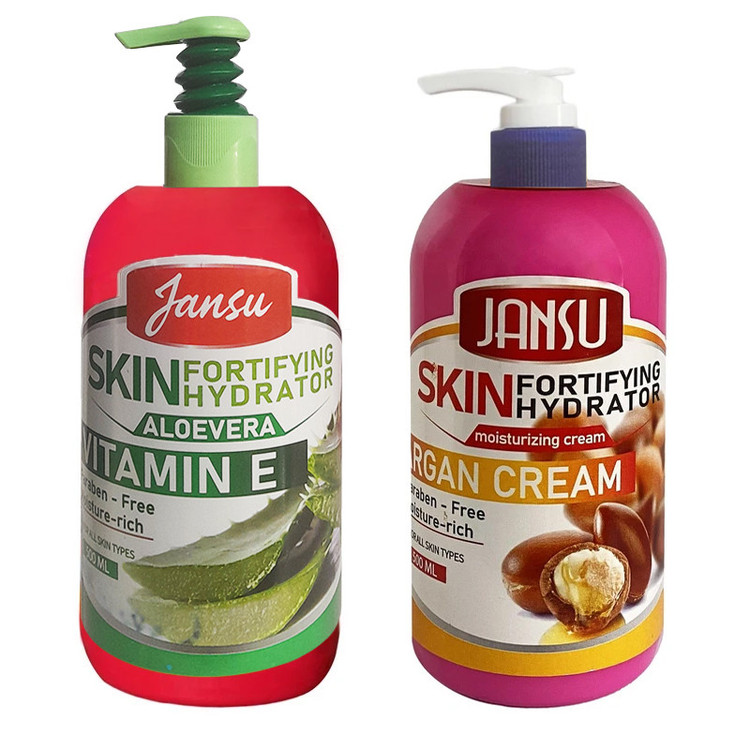 کرم مرطوبکننده دست و صورت و بدن جانسو مدل َAloevera and Argan Cream مناسب برای انواع پوست حجم 500 میلیلیتر بسته 2 عددی