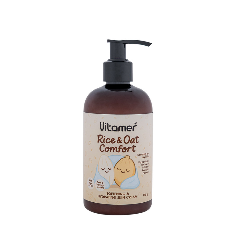 کرم مرطوب‌کننده و آبرسان بدن ویتامر مدل Rice & Oat Comfort مناسب برای انواع پوست حجم 250 میلی‌لیتر