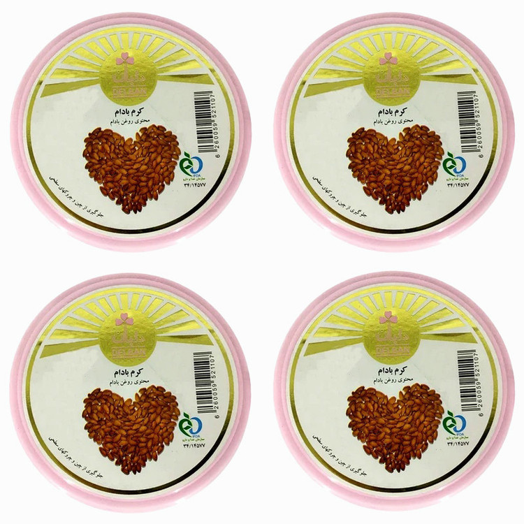 کرم مرطوب کننده دست و صورت دلبان مدل بادام مناسب برای انواع پوست حجم 180 میلی لیتر مجموعه 4 عددی
