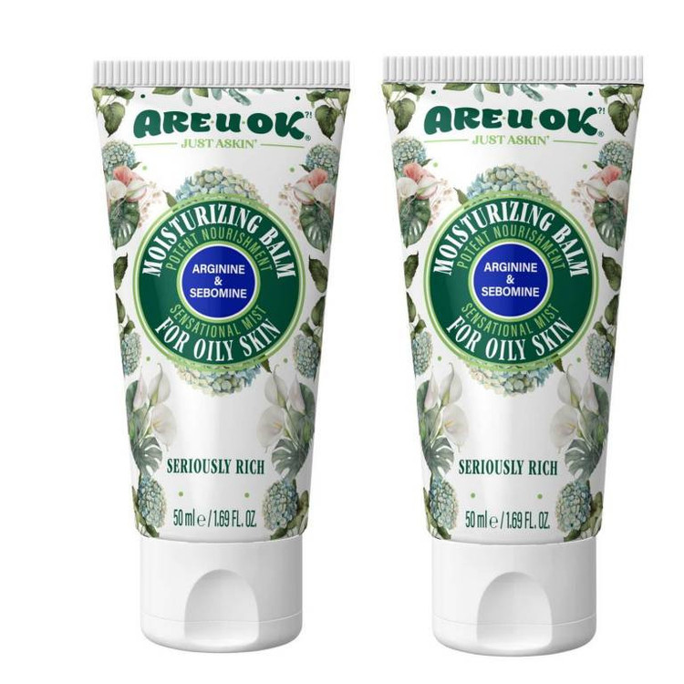 بالم مرطوب کننده دست و صورت آریواُکی مدل arginine and sebomine مناسب برای پوست های چرب حجم 50 میلی لیتر مجموعه 2 عددی