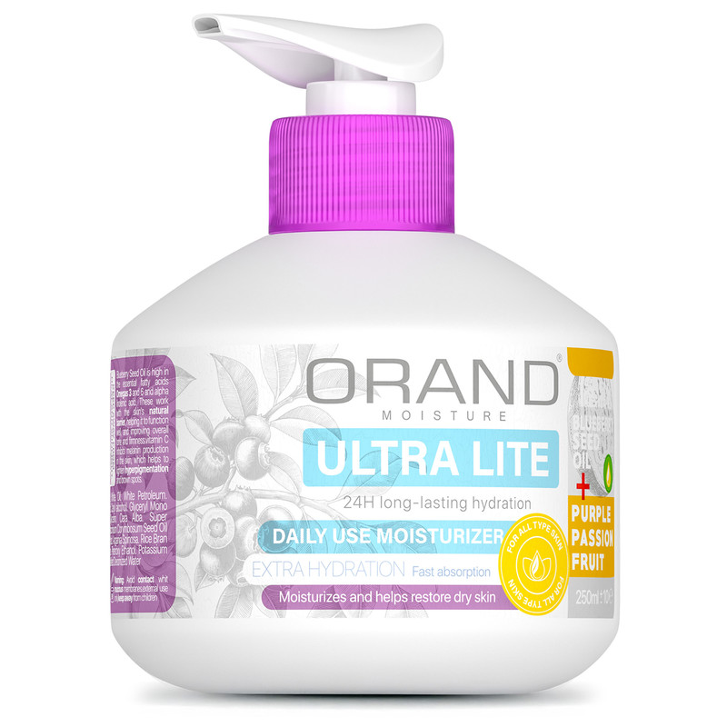 کرم آبرسان صورت، بدن اورند مدل ULTRA LITE مناسب برای انواع پوست حجم 250 میلی‌لیتر