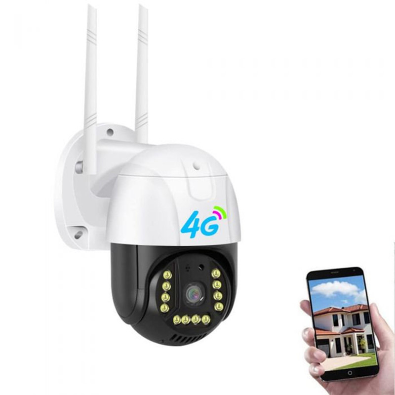 دوربین مداربسته تحت شبکه 2 مگاپیکسل با اتصال سیمکارت و Wi-Fi، قابلیت چرخش افقی و عمودی، دید در شب رنگی تا 35 متر، تشخیص حرکت و مکالمه دوطرفه