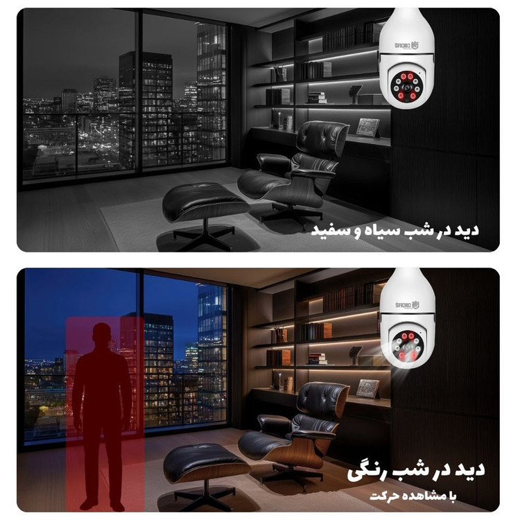 دوربین مداربسته تحت شبکه داخلی 3 مگاپیکسل اسفیورد مدل Z338 با اتصال بیسیم Wi-Fi، ذخیرهسازی ابری، دید در شب رنگی و دزدگیر هوشمند با تشخیص حرکت انسان