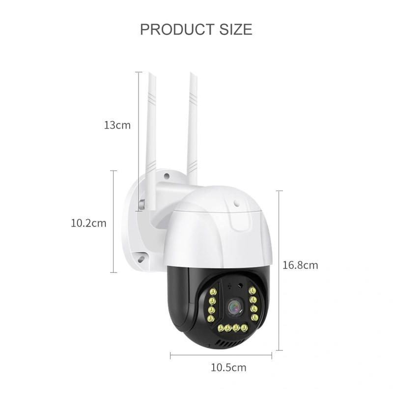 دوربین مداربسته تحت شبکه چرخشی 2 مگاپیکسل مدل V380-P20، با اتصال بیسیم Wi-Fi و باسیم LAN، چرخش افقی 350 و عمودی 90 درجه، دید در شب رنگی، تعقیب سوژه و صدای دوطرفه