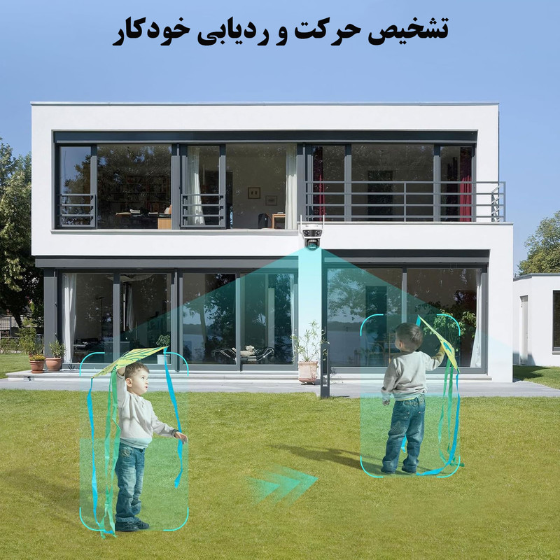 دوربین مداربسته تحت شبکه سیمکارتی 3 مگاپیکسل مدل QQ855A با 3 لنز، دید در شب رنگی و سیاهوسفید، تشخیص حرکت و تعقیب سوژه، مکالمه دوطرفه و استاندارد IP66