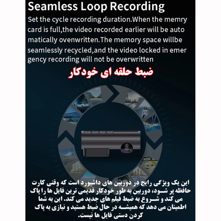 دوربین ثبت وقایع خودرو مدل A6/2K-10MP