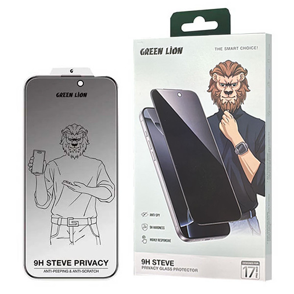 محافظ صفحه نمایش حریم شخصی گرین لاین مدل 9H Steve Privacy مناسب برای گوشی موبایل اپل iPhone 17 Pro Max