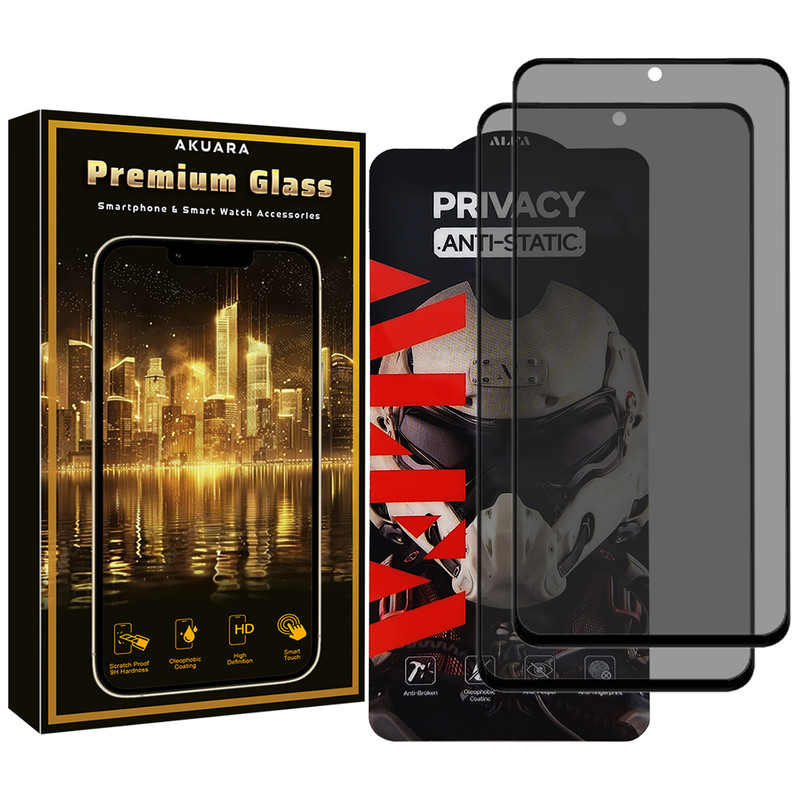 محافظ صفحه نمایش حریم شخصی آکوآرا مدل Premium P2 مناسب برای گوشی موبایل شیائومی Poco X7 Pro مجموعه دو عددی