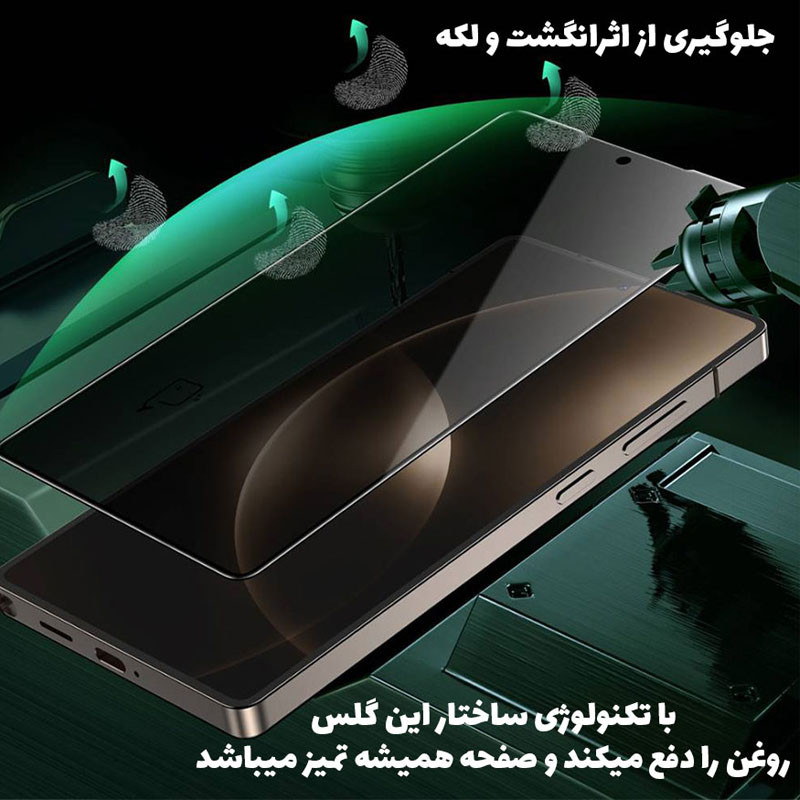 محافظ صفحه نمایش حریم شخصی گرین لاین مدل 9H Privacy Shield مناسب برای گوشی موبایل سامسونگ Galaxy S25 Ultra