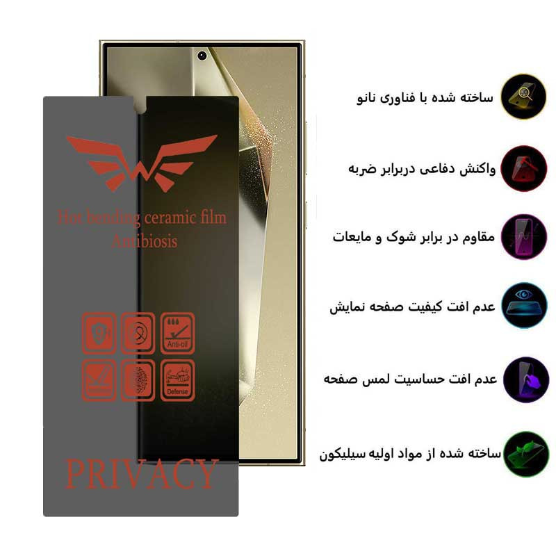 محافظ صفحه نمایش حریم شخصی اپیکوی مدل Nano-Privacy مناسب برای گوشی موبایل سامسونگ Galaxy S24 Ultra / S23 Ultra / S22 Ultra
