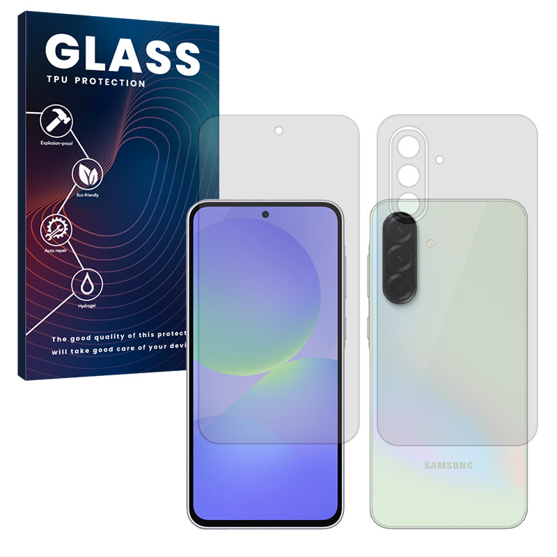 محافظ صفحه نمایش شفاف گلس مدل Resistant مناسب برای گوشی موبایل سامسونگ Galaxy A56 به همراه محافظ پشت گوشی