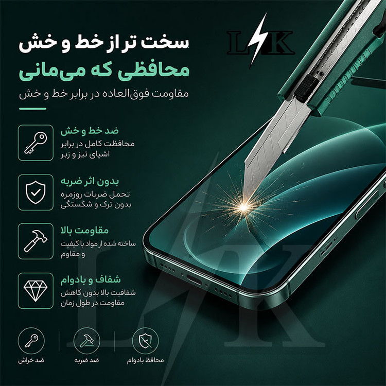 محافظ صفحه نمایش شیشه ای ال کا جی مدل LIHD-LK مناسب برای گوشی موبایل اپل iPhone 13 ProMax