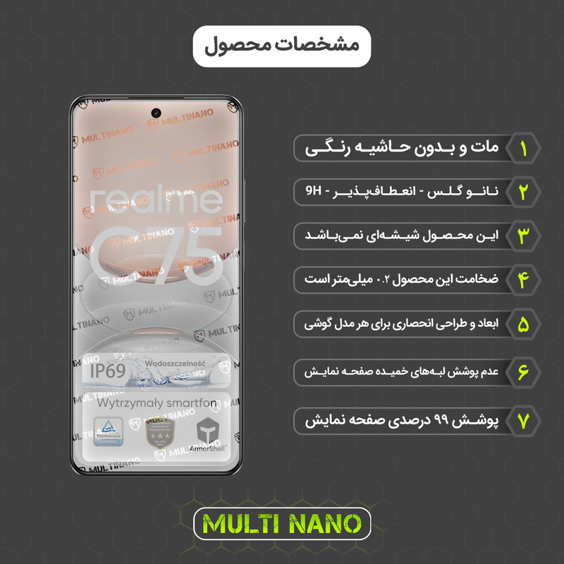 محافظ صفحه نمایش مات مولتی نانو مدل X-S1M مناسب برای گوشی موبایل ریلمی C75