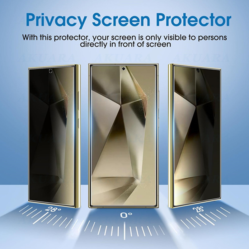 محافظ صفحه نمایش حریم شخصی آکوآرا مدل Privacy-Back-Ring مناسب برای گوشی موبایل سامسونگ Galaxy S25 Ultra 5G به همراه محافظ پشت و محافظ لنز