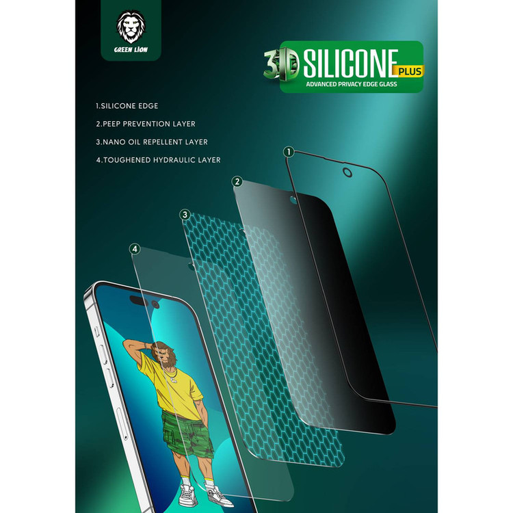 محافظ صفحه نمایش حریم شخصی گرین مدل Silicone Privacy-HD Plus مناسب برای گوشی موبایل اپل iPhone 14