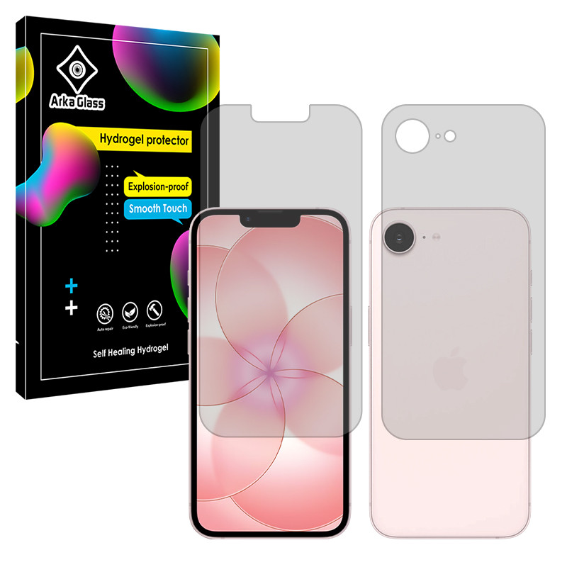 محافظ صفحه نمایش مات آرکا گلس مدل هیدروژلی مناسب برای گوشی موبایل اپل iPhone 17e به همراه محافظ پشت گوشی