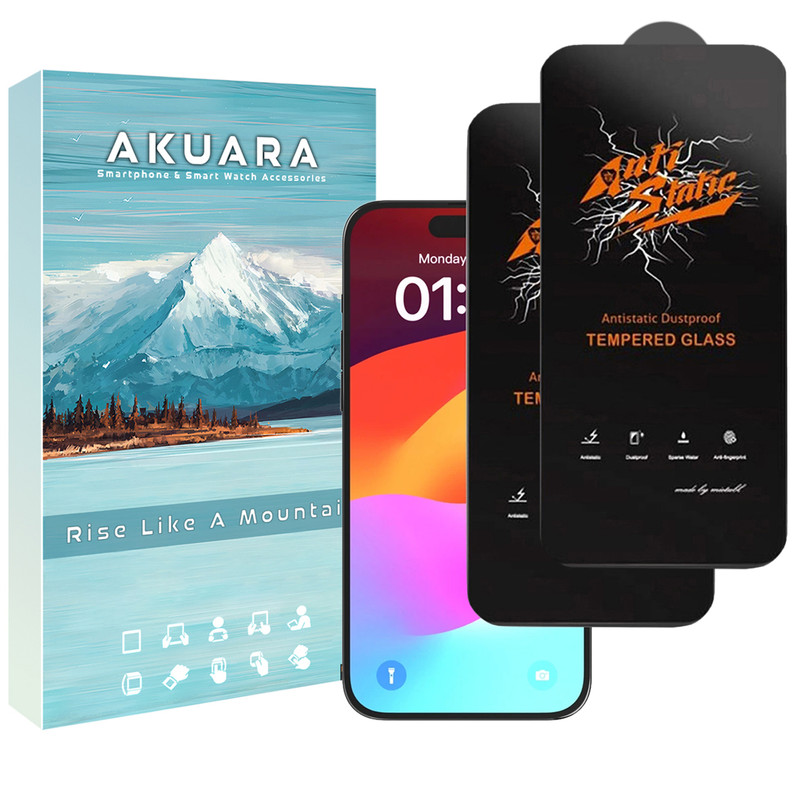 محافظ صفحه نمایش آکوآرا مدل Antistatic AKU مناسب برای گوشی موبایل اپل Iphone 14 مجموعه دو عددی