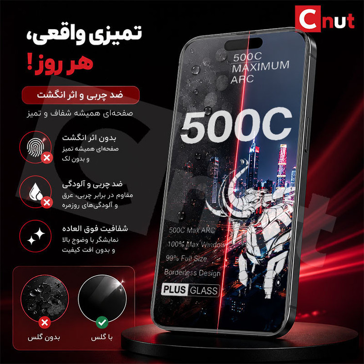 محافظ صفحه نمایش شیشه ای کوکونات مدل 500C-UDR مناسب برای گوشی موبایل اپل iPhone 13