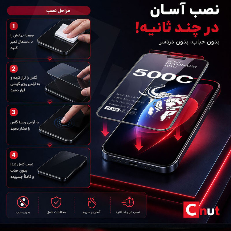 محافظ صفحه نمایش شیشه ای کوکونات مدل 500C-UDR مناسب برای گوشی موبایل اپل iPhone 13