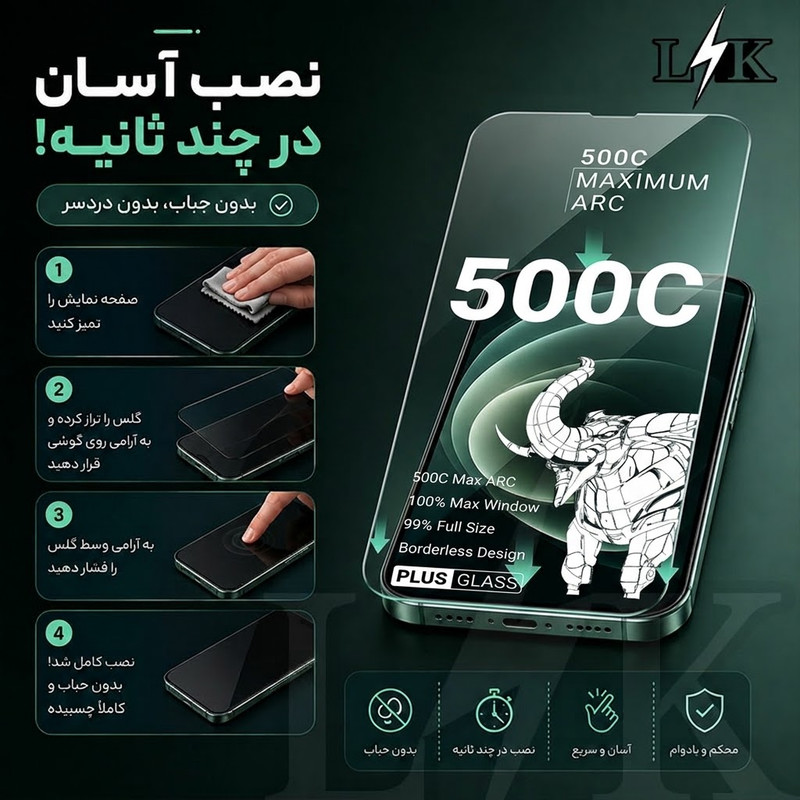 محافظ صفحه نمایش شیشه ای ال کا جی مدل 500C-LK مناسب برای گوشی موبایل اپل iPhone 13 Pro
