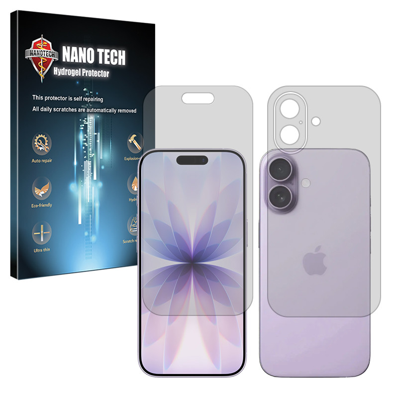 محافظ صفحه نمایش شفاف نانو تک مدل Tough مناسب برای گوشی موبایل اپل iPhone 17 به همراه محافظ پشت گوشی