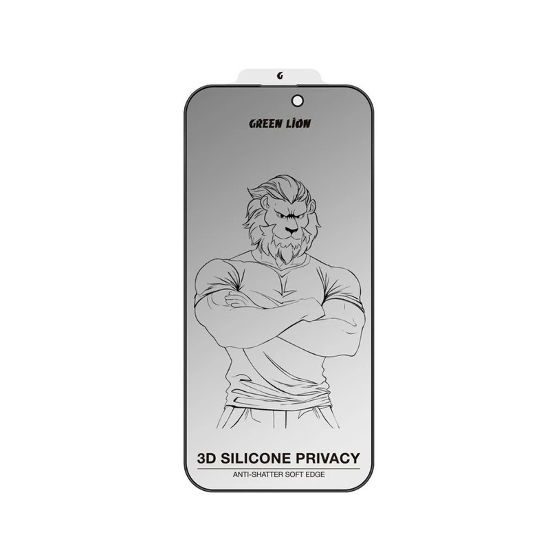محافظ صفحه نمایش حریم شخصی گرین لاین مدل 3D Silicone Plus Privacy مناسب برای گوشی موبایل اپل iPhone 15 Pro Max
