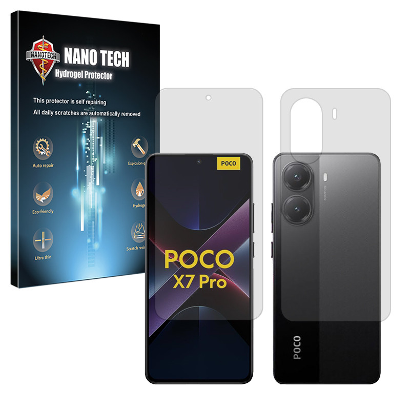 محافظ صفحه نمایش شفاف نانو تک مدل Tough مناسب برای گوشی موبایل شیائومی Poco X7 Pro به همراه محافظ پشت گوشی