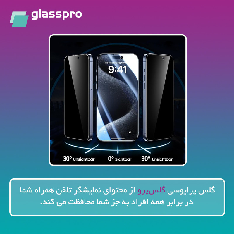 محافظ صفحه نمایش حریم شخصی گلس پرو مدل Resistant مناسب برای گوشی موبایل وان پلاس 13s