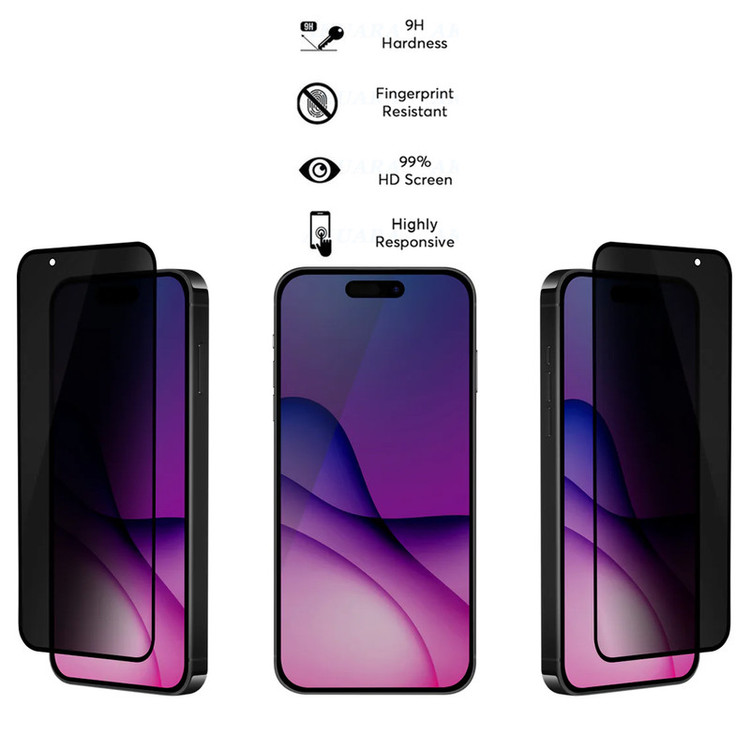 محافظ صفحه نمایش حریم شخصی آکوآرا مدل AKU pv3 مناسب برای گوشی موبایل اپل iPhone 15 Pro مجموعه سه عددی