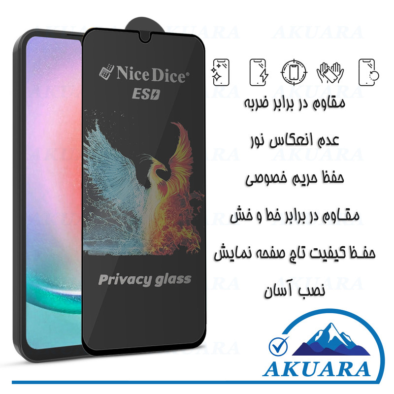 محافظ صفحه نمایش حریم شخصی آکوآرا مدل AKU npv3 مناسب برای گوشی موبایل سامسونگ Galaxy A05 مجموعه سه عددی