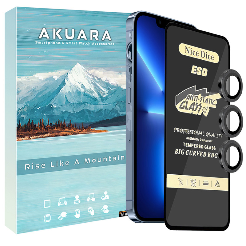 محافظ صفحه نمایش آکوآرا مدل AKU NASRN مناسب برای گوشی موبایل اپل iPhone 13 Pro Max به همراه محافظ لنز دوربین