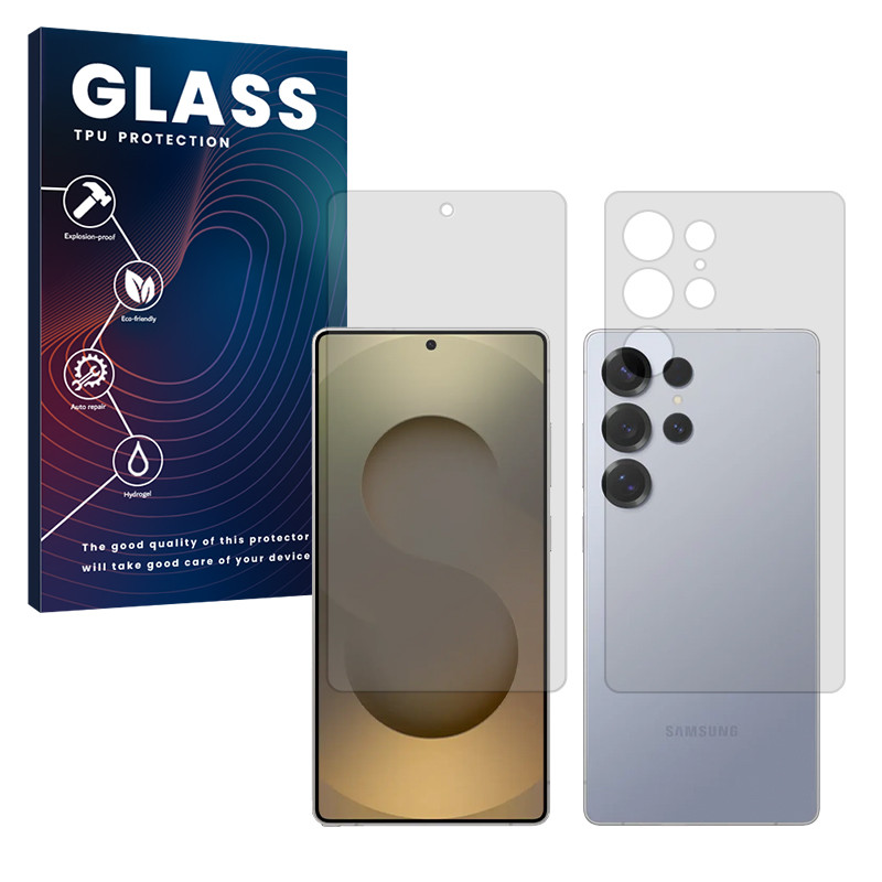 محافظ صفحه نمایش شفاف گلس مدل Resistant مناسب برای گوشی موبایل سامسونگ Galaxy S25 Ultra به همراه محافظ پشت گوشی