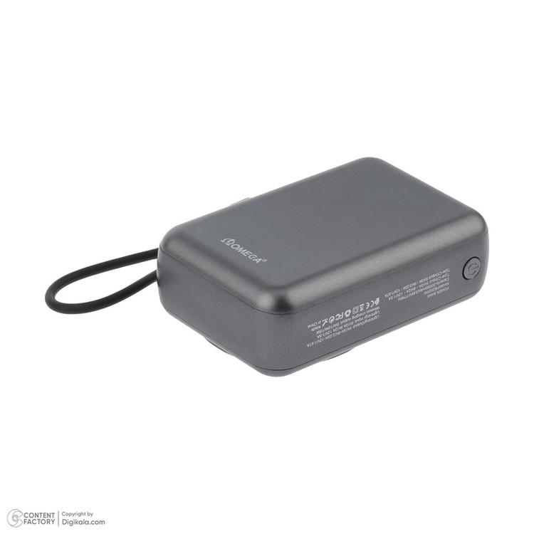 پاوربانک بی سیم 22.5 وات امگا مدل PB2025W ظرفیت 20000 میلیآمپرساعت به همراه دو کابل USB-C و لایتنینگ