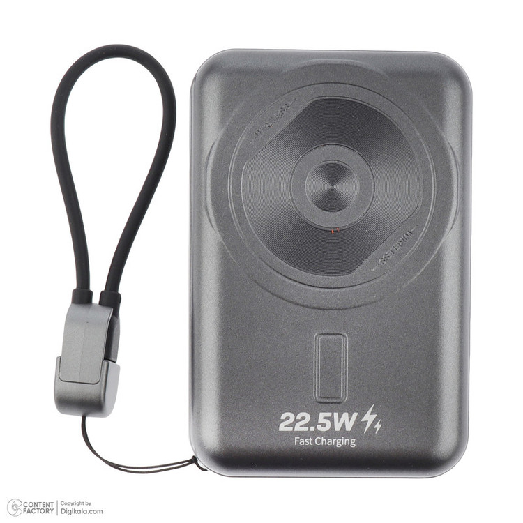 پاوربانک بی سیم 22.5 وات امگا مدل PB2025W ظرفیت 20000 میلیآمپرساعت به همراه دو کابل USB-C و لایتنینگ