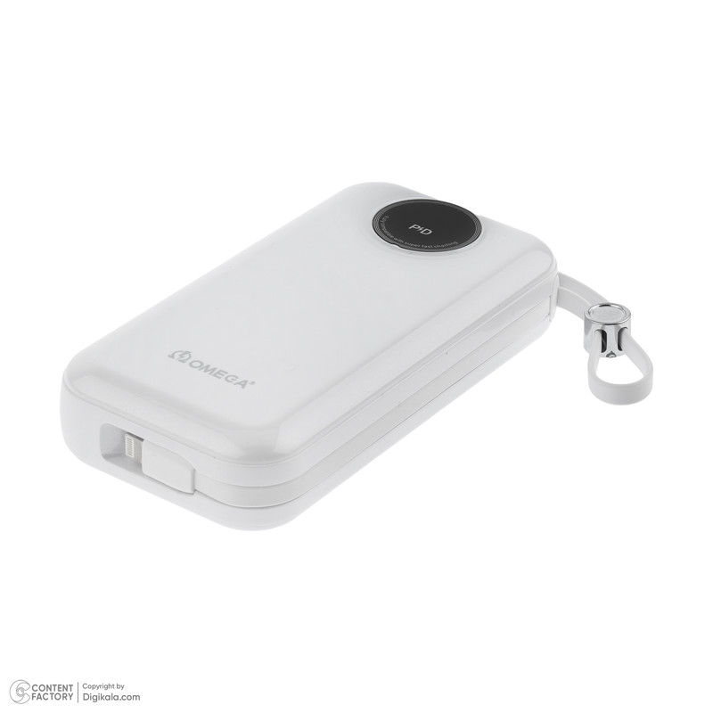 پاوربانک 22.5 وات امگا مدل PB2005 ظرفیت 20000 میلیآمپرساعت به همراه کابل USB-C به USB-C/لایتنینگ