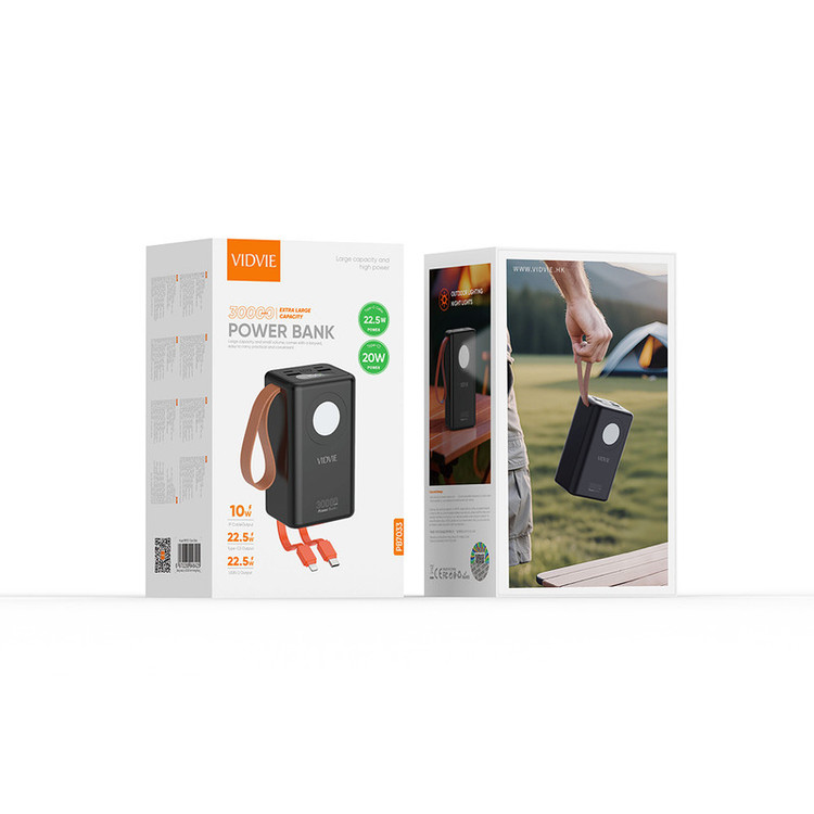 پاوربانک 22.5 وات ویدوی مدل PB7033-30000/22.5W ظرفیت 30000 میلیآمپرساعت