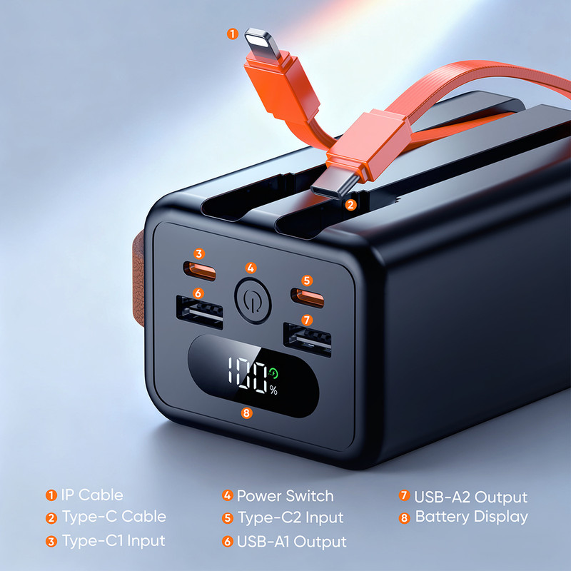 پاوربانک 22.5 وات ویدوی مدل PB7033-30000/22.5W ظرفیت 30000 میلیآمپرساعت