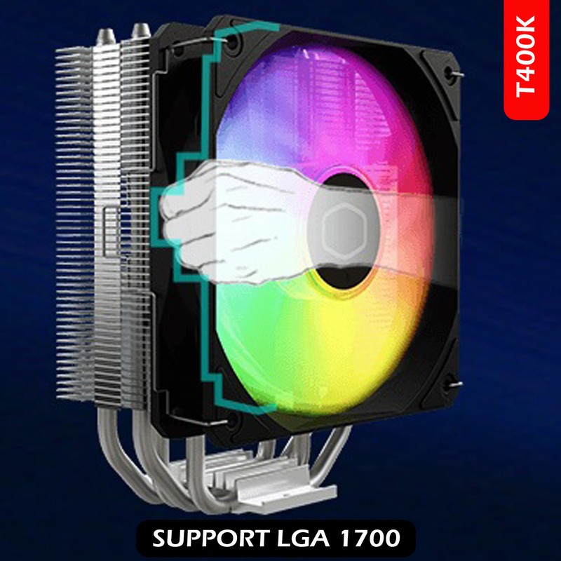 خنک کننده پردازنده کولر مستر مدل T400k ARGB LGA1700