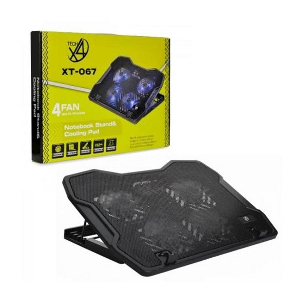 پایه خنککننده لپتاپ ایکس فورتک مدل XT-067 دارای چهار عدد فن مناسب برای لپ تاپهای 12.1 تا 17 اینچی